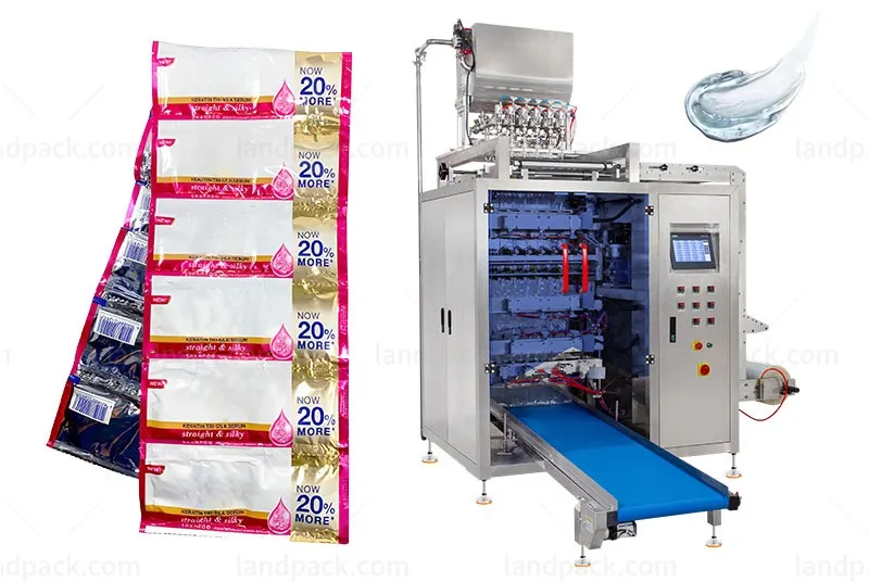 Automatic Multi Lane Shampoo Packing Machine 4 Side Seal Sachet Filling Sealing Machine