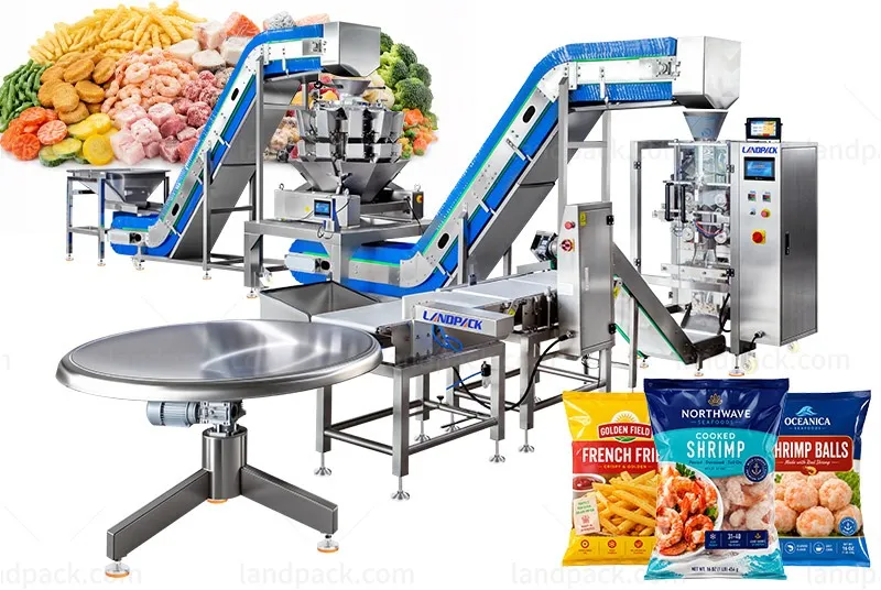 Automatic Frozen Food Packaging Machine Multihead Weigher Vertical Packing Machine with Checkweigher