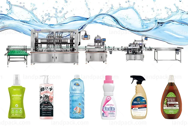 Fully Automatic Chemical Cleaning Liquid 8 Heads Filling Capping Labeling Machine Line
