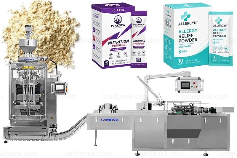 Automatic Multi-Lane Protein and Coffee Powder Stick Pack Counting and Cartoning Line