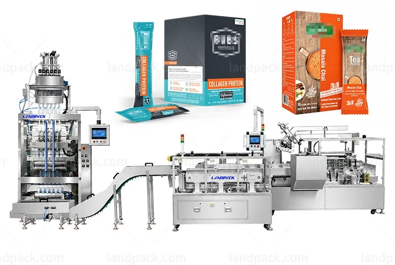 Automatic Multi-Lane Stick Pack Cartoning, Case Packing, Shrink Wrapping and Palletizing Line