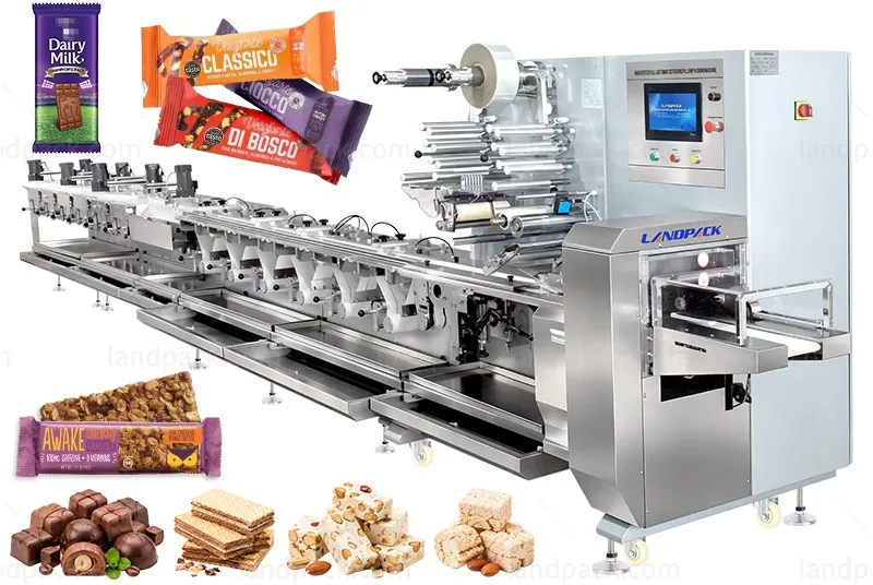 High Speed Candy Packing Machine 9 Servo Control Toffee Flow Packaging Machine