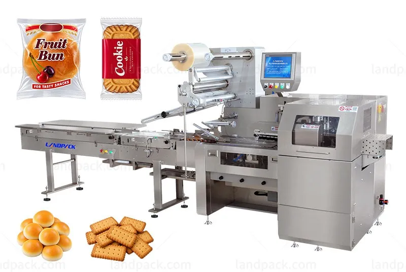Automatic Flow Wrap Machine Bread Bakery Biscuit Packaging Machine