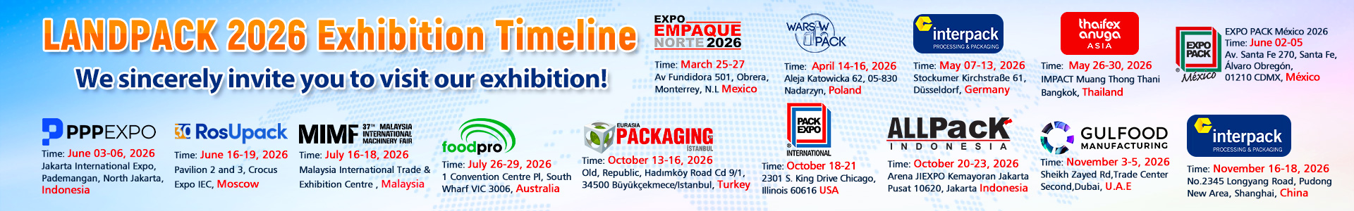 Landpack 2026 Exhibition Timeline