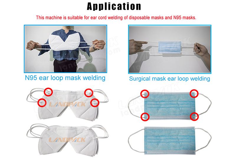 Full Automatic Surgical Mask and N95 Mask Ear Loop Welding Machine.