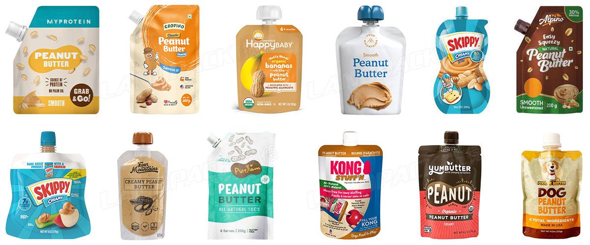 Automatic Liquid Peanut Butter Spout Pouch Filling Capping Packing Machine