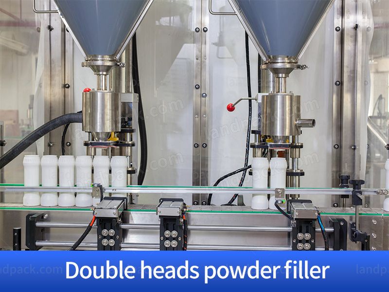High accuracy Double Head Bottle Filling Capping Labeling Machine Line For Talcum Powder