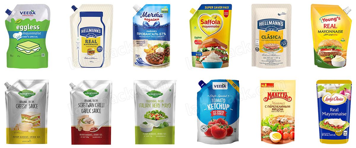 Automatic 2 Filling Nozzle Premade Bag Stand up Pouch Mayonnaise Doypack Packaging Packing Machine