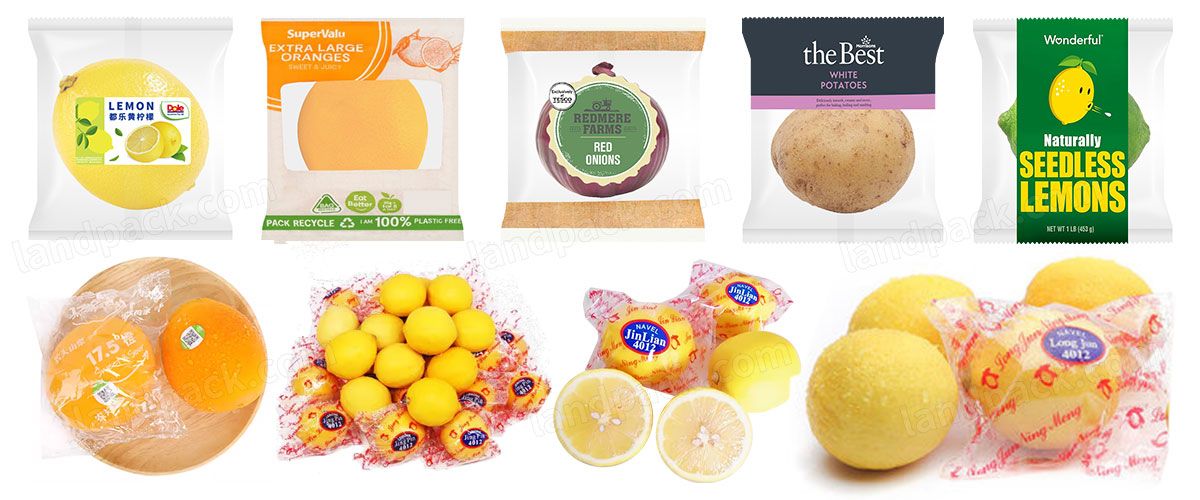 Automatic Orange Fresh Fruits Feeding Flow Wrapping Packing Machine