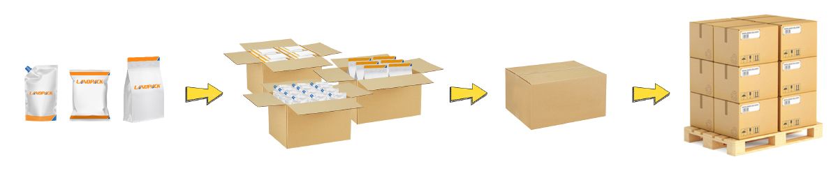 Automatic Premade Pouch Case Packing System With Robotic Palletizer