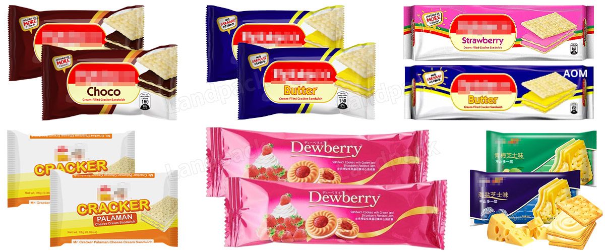 Automatic Sandwich Biscuit Flow Wrapping Machine With Cream Injector