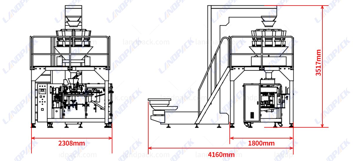 Fully Automatic M Shape Pouch Packing Machine For Granule