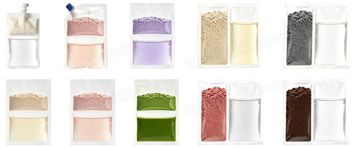 Horizontal Premade Spout Twin Pouch Filling Packing Machine (Powder Liquid) Horizontal Premade Spout Twin Pouch Filling Packing Machine (Powder Liquid)
