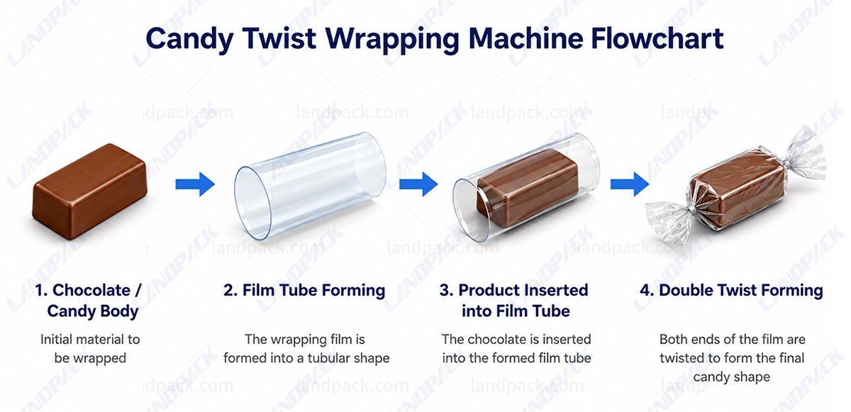 Automatic Candy Wrapping Machine Toffee Round Chocolate Packing Machine