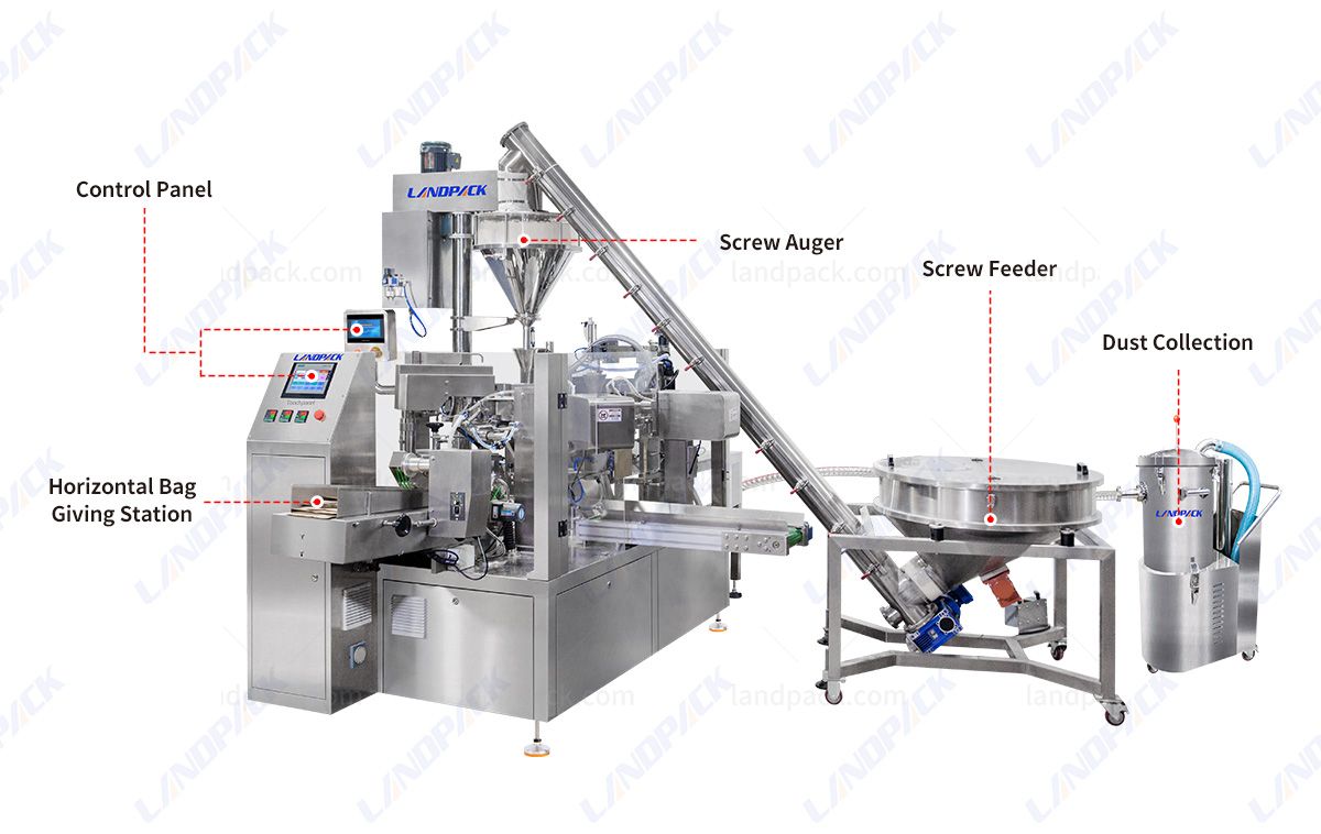 Automatic Matcha Powder Packing Machine Zipper Pouch Packing Machine With Spoon Feeder