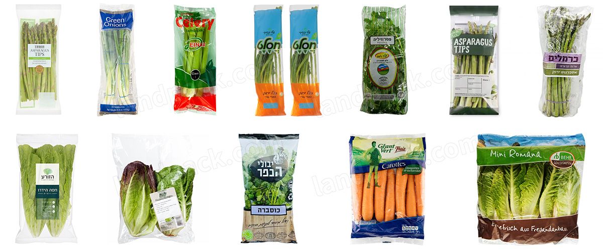 This lettuce packaging machine wraps celtuce, romaine lettuce, celery, leeks, spring onions, cucumbers, and other long or leafy vegetables. The conveyor keeps each product separated, while the sensor tracks its position before labeling, coding, bag forming, and sealing. This fresh vegetable packaging machine reaches up to 150 bags/min, depending on product length and film size. This lettuce packaging machine wraps celtuce, romaine lettuce, celery, leeks, spring onions, cucumbers, and other long or leafy vegetables. The conveyor keeps each product separated, while the sensor tracks its position before labeling, coding, bag forming, and sealing. This fresh vegetable packaging machine reaches up to 150 bags/min, depending on product length and film size.